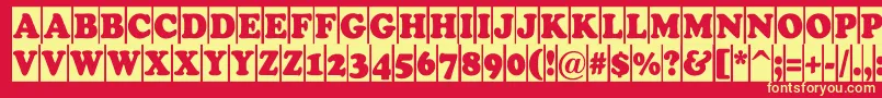 ACooperblackcm-Schriftart – Gelbe Schriften auf rotem Hintergrund