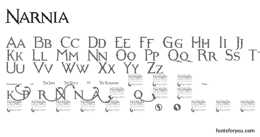 Czcionka Narnia – alfabet, cyfry, specjalne znaki