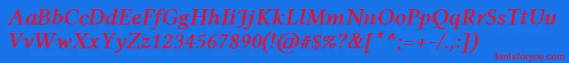LinlibertineRzi-fontti – punaiset fontit sinisellä taustalla