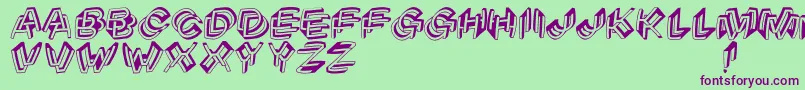 Czcionka Architypograpsychodeliqu – fioletowe czcionki na zielonym tle