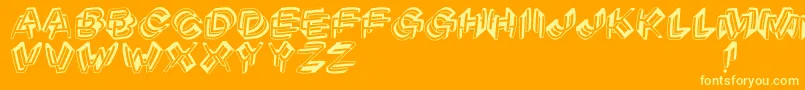 Czcionka Architypograpsychodeliqu – żółte czcionki na pomarańczowym tle