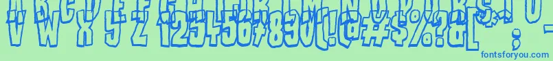 BadStories-Schriftart – Blaue Schriften auf grünem Hintergrund