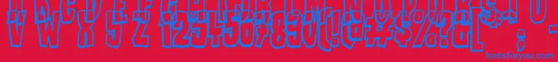BadStories-Schriftart – Blaue Schriften auf rotem Hintergrund