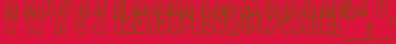 BadStories-Schriftart – Braune Schriften auf rotem Hintergrund