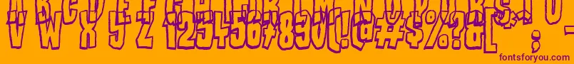 Fonte BadStories – fontes roxas em um fundo laranja
