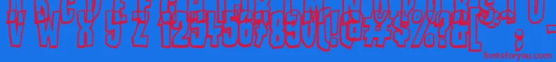 BadStories-Schriftart – Rote Schriften auf blauem Hintergrund