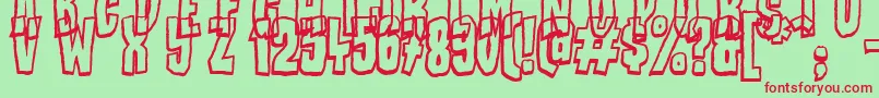 Fonte BadStories – fontes vermelhas em um fundo verde