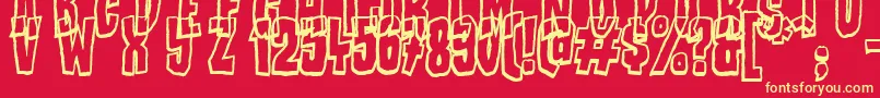 BadStories-Schriftart – Gelbe Schriften auf rotem Hintergrund