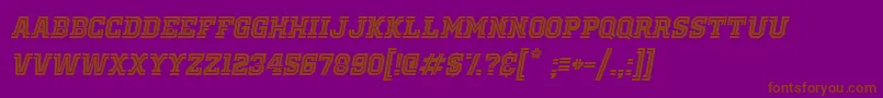 OldSchoolUnitedInlineItalic-fontti – ruskeat fontit violetilla taustalla