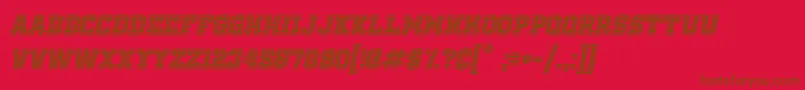 Fonte OldSchoolUnitedInlineItalic – fontes marrons em um fundo vermelho