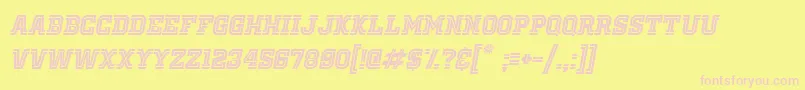 OldSchoolUnitedInlineItalic-fontti – vaaleanpunaiset fontit keltaisella taustalla