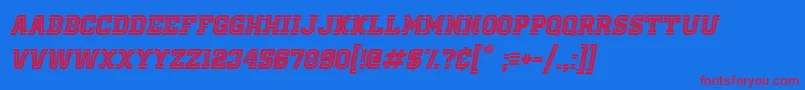 OldSchoolUnitedInlineItalic Font – Red Fonts on Blue Background