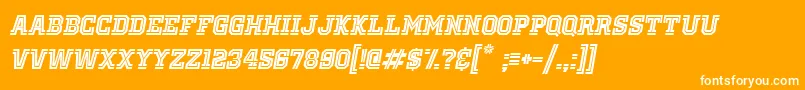 OldSchoolUnitedInlineItalic-Schriftart – Weiße Schriften auf orangefarbenem Hintergrund