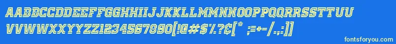 Czcionka OldSchoolUnitedInlineItalic – żółte czcionki na niebieskim tle