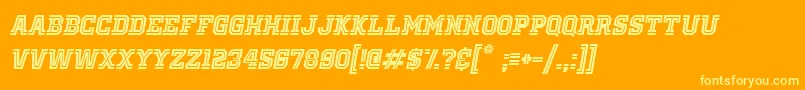 OldSchoolUnitedInlineItalic-fontti – keltaiset fontit oranssilla taustalla