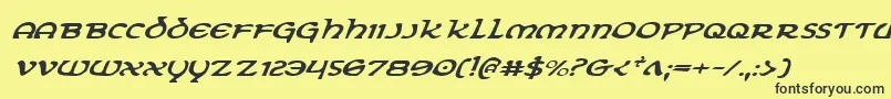 Czcionka ErinGoBraghExpanditalic – czarne czcionki na żółtym tle