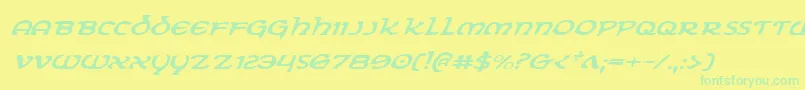 フォントErinGoBraghExpanditalic – 黄色い背景に緑の文字