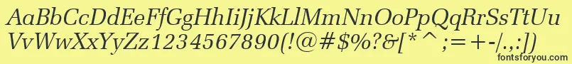 ZapfElliptical711ItalicBt-fontti – mustat fontit keltaisella taustalla