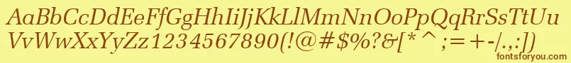 ZapfElliptical711ItalicBt-Schriftart – Braune Schriften auf gelbem Hintergrund