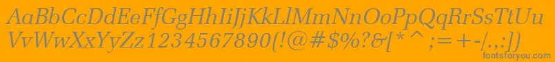 ZapfElliptical711ItalicBt-fontti – harmaat kirjasimet oranssilla taustalla