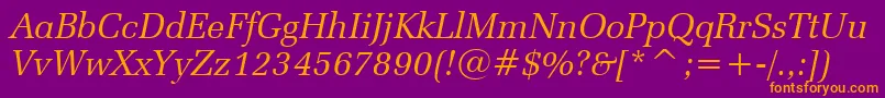 ZapfElliptical711ItalicBt Font – Orange Fonts on Purple Background