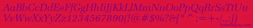 ZapfElliptical711ItalicBt-Schriftart – Violette Schriften auf rotem Hintergrund