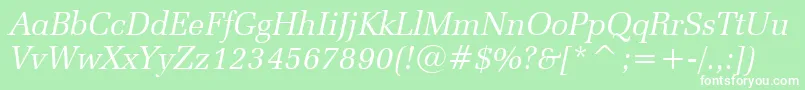 フォントZapfElliptical711ItalicBt – 緑の背景に白い文字