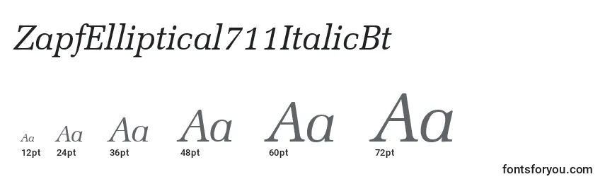 Размеры шрифта ZapfElliptical711ItalicBt