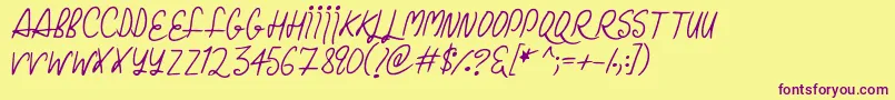 ChristmasCurls Font – Purple Fonts on Yellow Background
