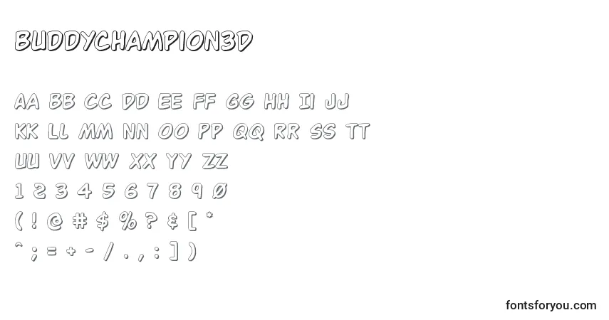 Czcionka Buddychampion3D – alfabet, cyfry, specjalne znaki