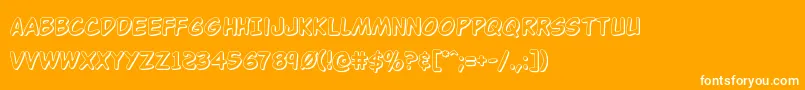 Buddychampion3D-Schriftart – Weiße Schriften auf orangefarbenem Hintergrund