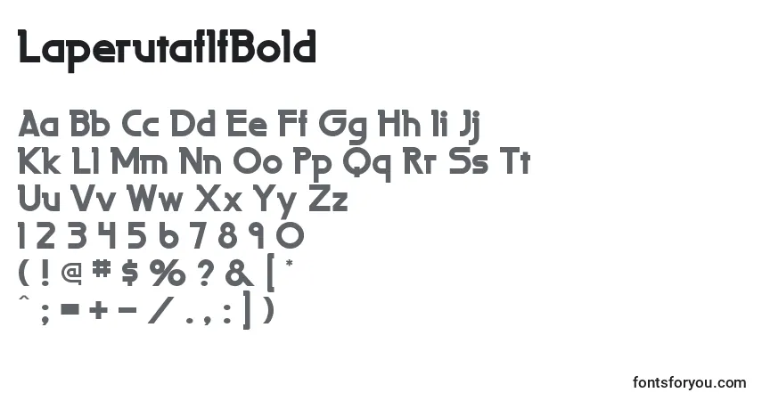 A fonte LaperutaflfBold – alfabeto, números, caracteres especiais