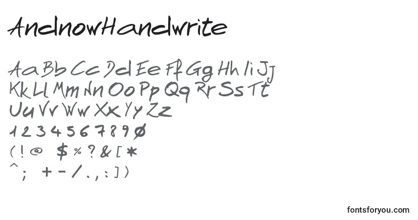 Schriftart AndnowHandwrite – Alphabet, Zahlen, spezielle Symbole