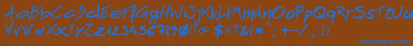 Fonte AndnowHandwrite – fontes azuis em um fundo marrom