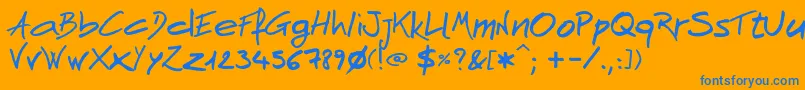 Czcionka AndnowHandwrite – niebieskie czcionki na pomarańczowym tle