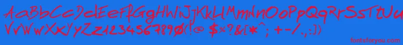 AndnowHandwrite-fontti – punaiset fontit sinisellä taustalla