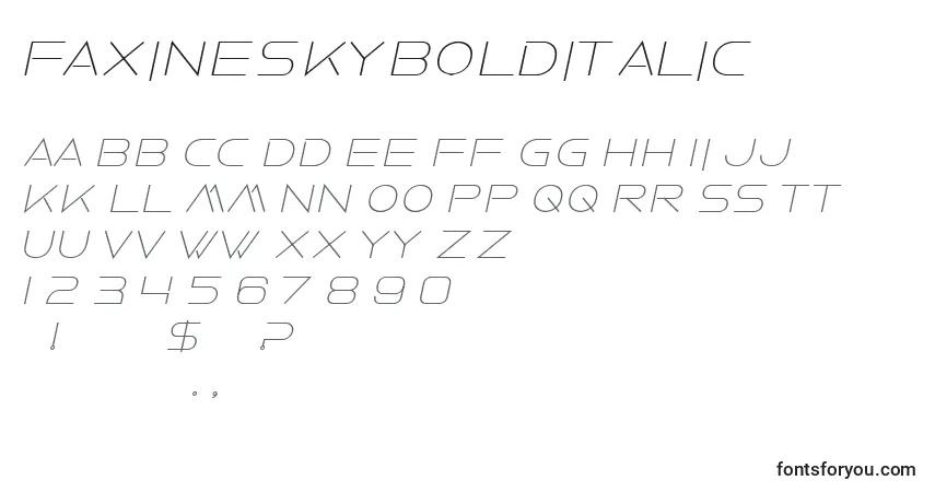 Schriftart FaxineSkyBolditalic – Alphabet, Zahlen, spezielle Symbole