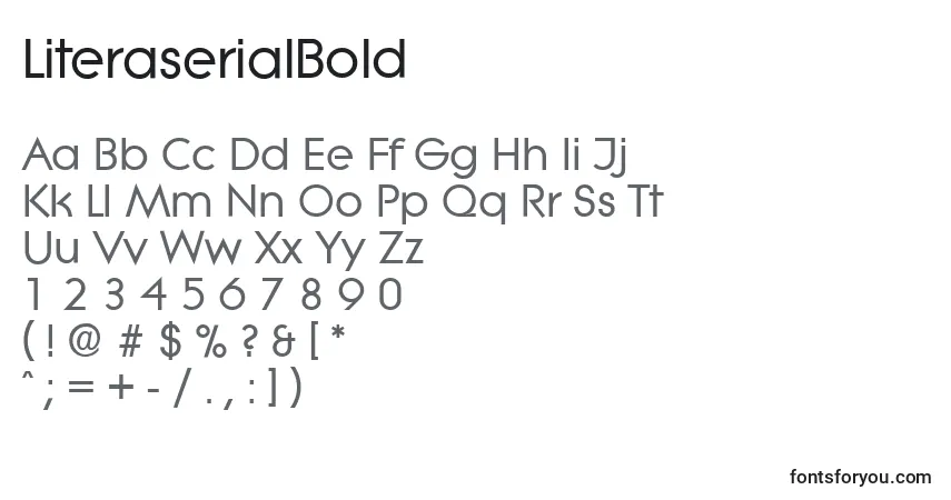 A fonte LiteraserialBold – alfabeto, números, caracteres especiais
