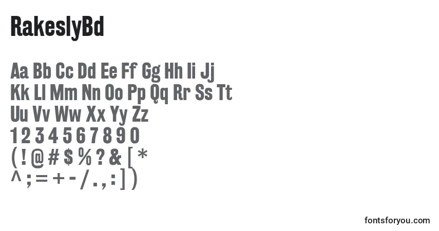 Шрифт RakeslyBd – алфавит, цифры, специальные символы