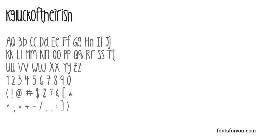 A fonte Kgluckoftheirish – alfabeto, números, caracteres especiais