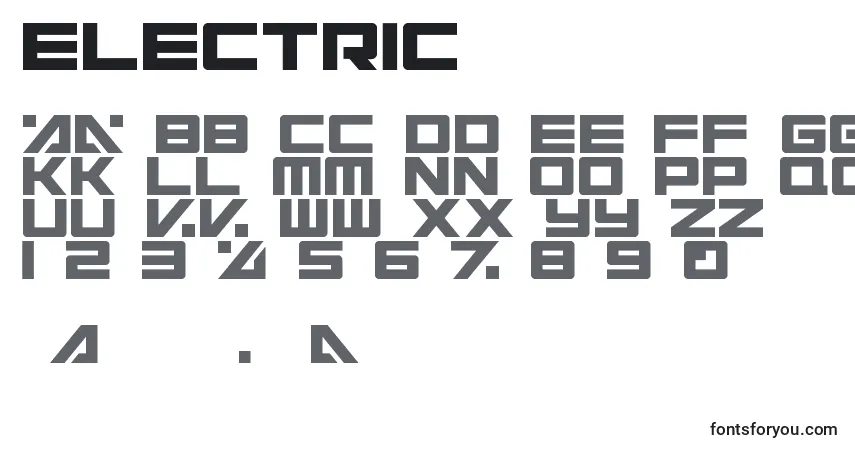 Schriftart Electric – Alphabet, Zahlen, spezielle Symbole