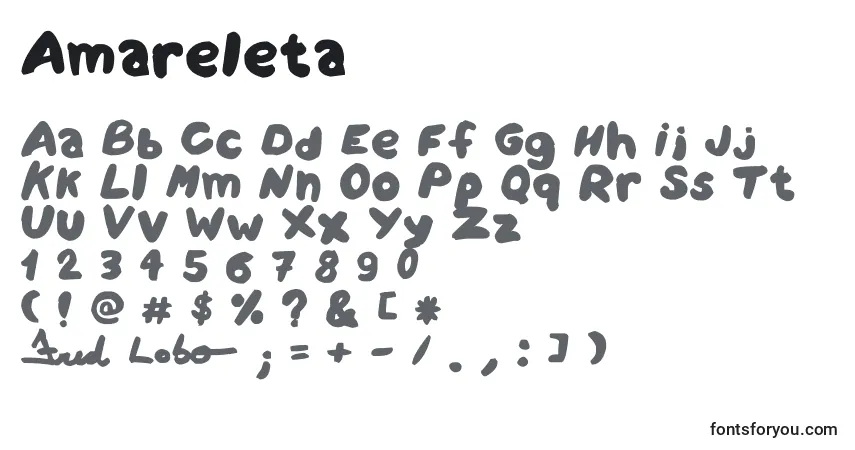 Amareleta-fontti – aakkoset, numerot, erikoismerkit