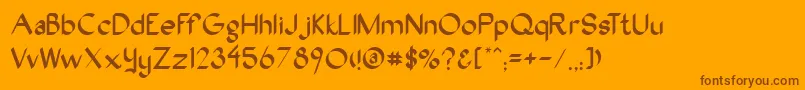 Oakwood-Schriftart – Braune Schriften auf orangefarbenem Hintergrund