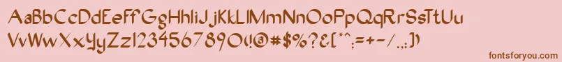 Oakwood-Schriftart – Braune Schriften auf rosa Hintergrund