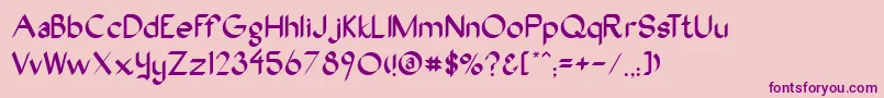 Oakwood-Schriftart – Violette Schriften auf rosa Hintergrund