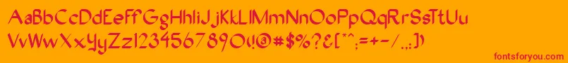 Oakwood Font – Red Fonts on Orange Background