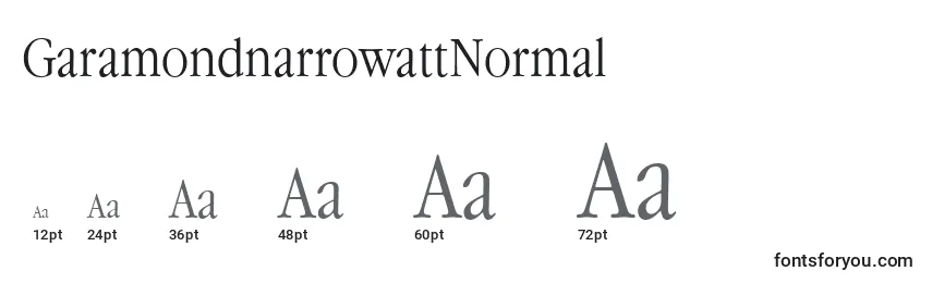 Размеры шрифта GaramondnarrowattNormal
