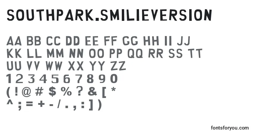 A fonte SouthPark.SmilieVersion – alfabeto, números, caracteres especiais
