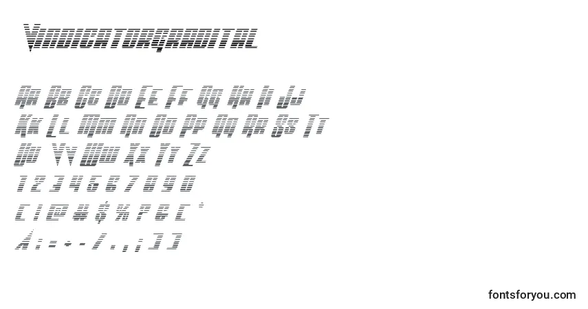 Schriftart Vindicatorgradital – Alphabet, Zahlen, spezielle Symbole
