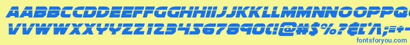 Soloistlaserital-Schriftart – Blaue Schriften auf gelbem Hintergrund